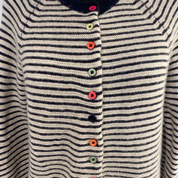 Tabitha Webb Striped Lambswool Cardigan Nautical Preppy Eclectic Artsy Large - Picture 7 of 11